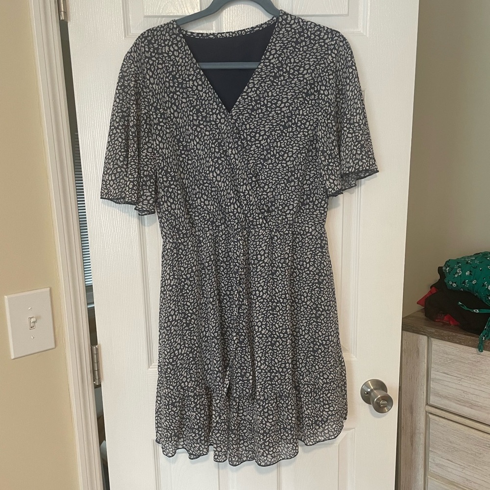 NWOT ECOWISH Womens Ruffle Dress V Neck Swing Summer Short Sleeve Dresse